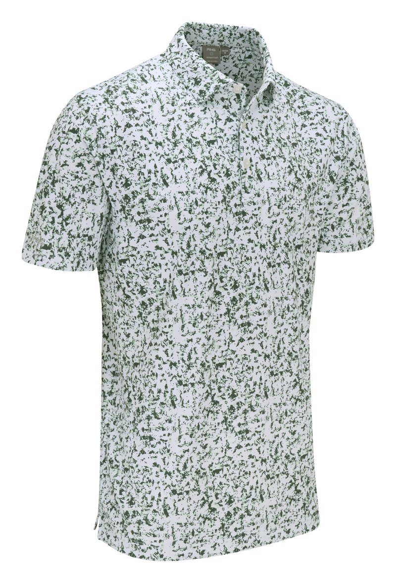 PING Gilmore polo de hombre, blanco/gorse green multi