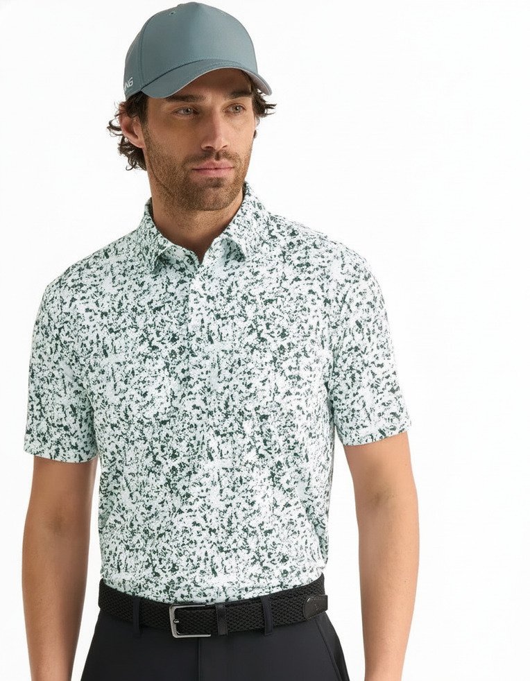 PING Gilmore polo de hombre, blanco/gorse green multi