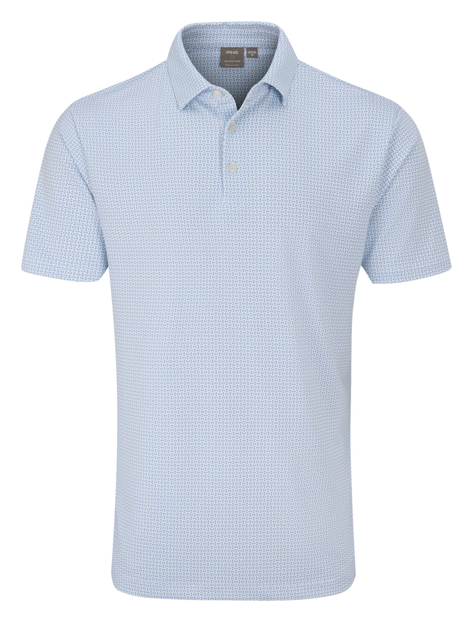 PING Gilmore polo de hombre, blanco/azul polvoriento