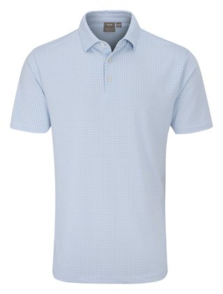 PING Gilmore polo de hombre, blanco/azul polvoriento