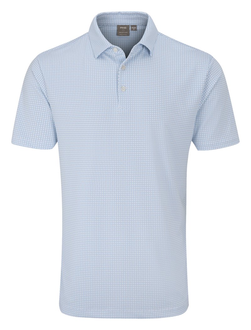 PING Gilmore polo de hombre, blanco/azul polvoriento