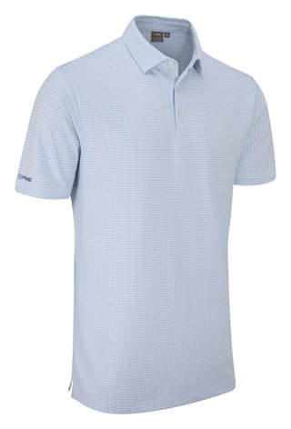PING Gilmore polo de hombre, blanco/azul polvoriento