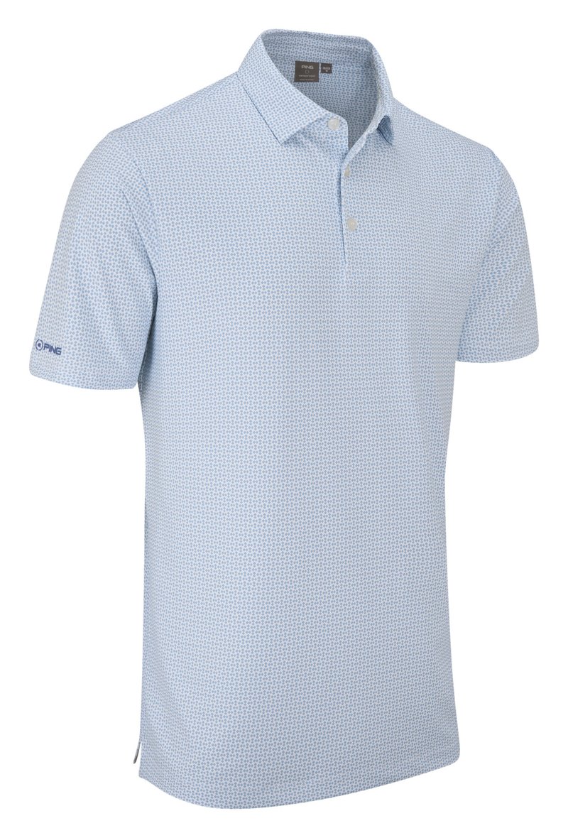 PING Gilmore polo de hombre, blanco/azul polvoriento