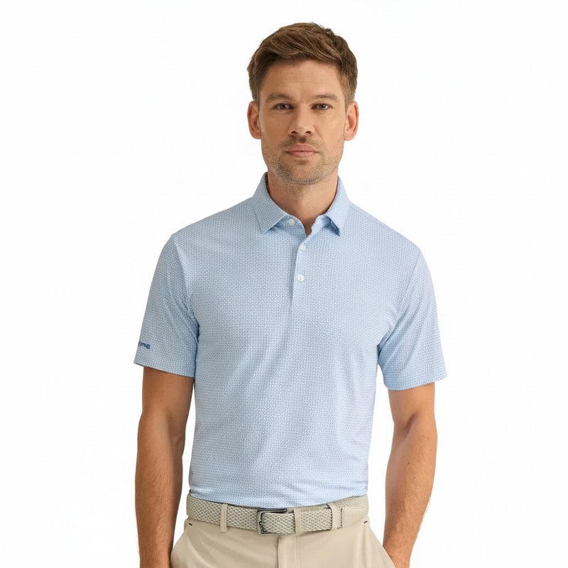 PING Gilmore polo de hombre, blanco/azul polvoriento