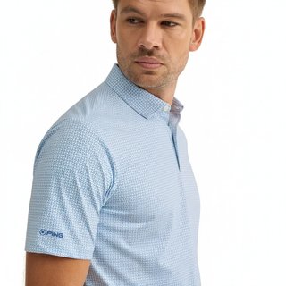 PING Gilmore polo de hombre, blanco/azul polvoriento