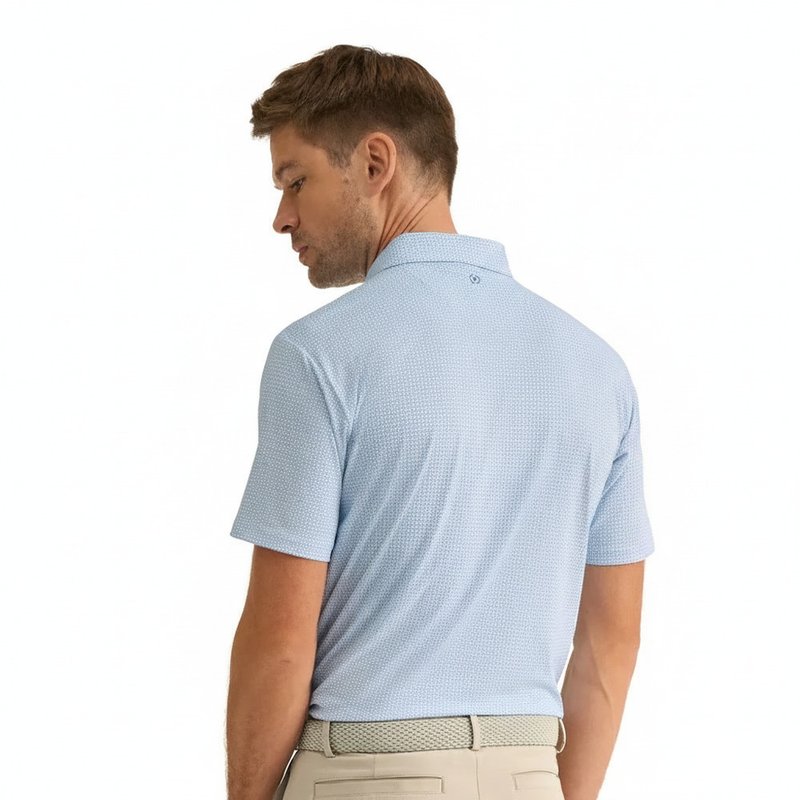 PING Gilmore polo de hombre, blanco/azul polvoriento