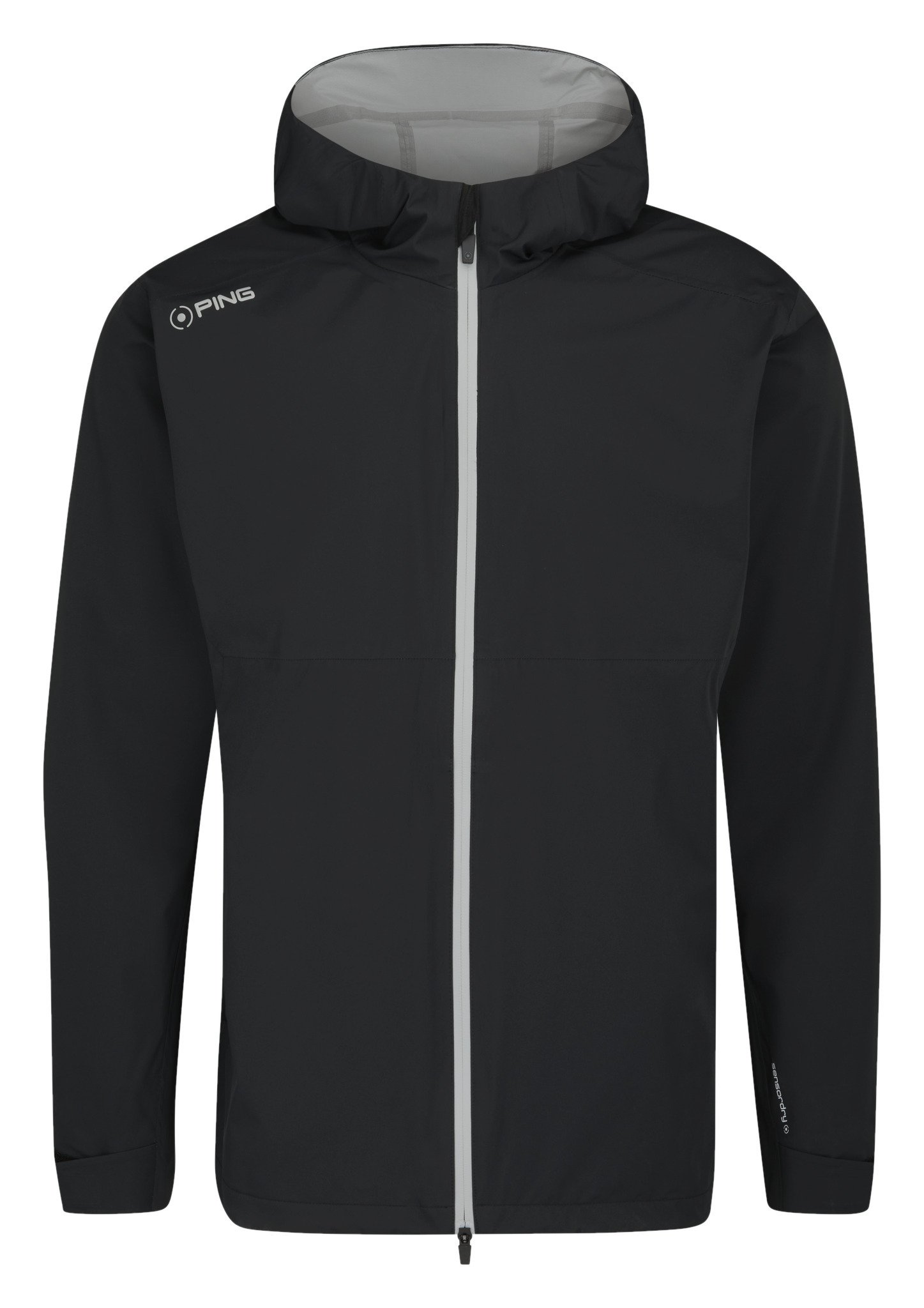 PING AquaDrive Waterproof chaqueta impermeable con capucha para hombre, negra