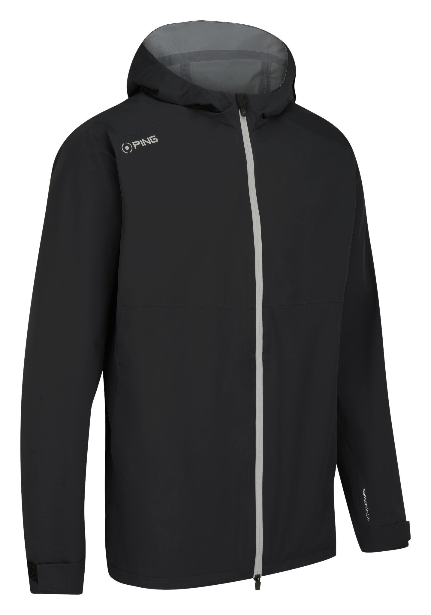 PING AquaDrive Waterproof chaqueta impermeable con capucha para hombre, negra