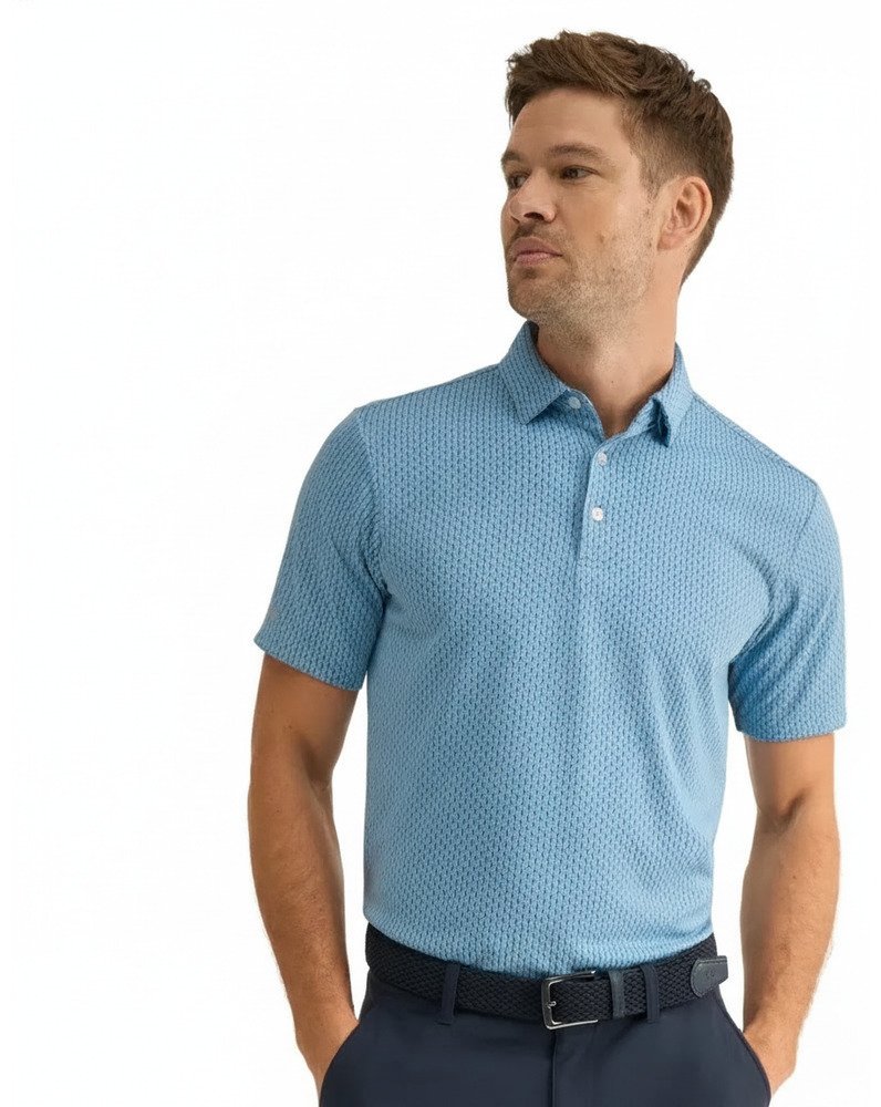 PING Hershel polo de hombre, dusty blue multi