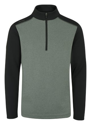 PING Ramsey half zip ribbed fleece sudadera polar para hombre, laurel marl/black