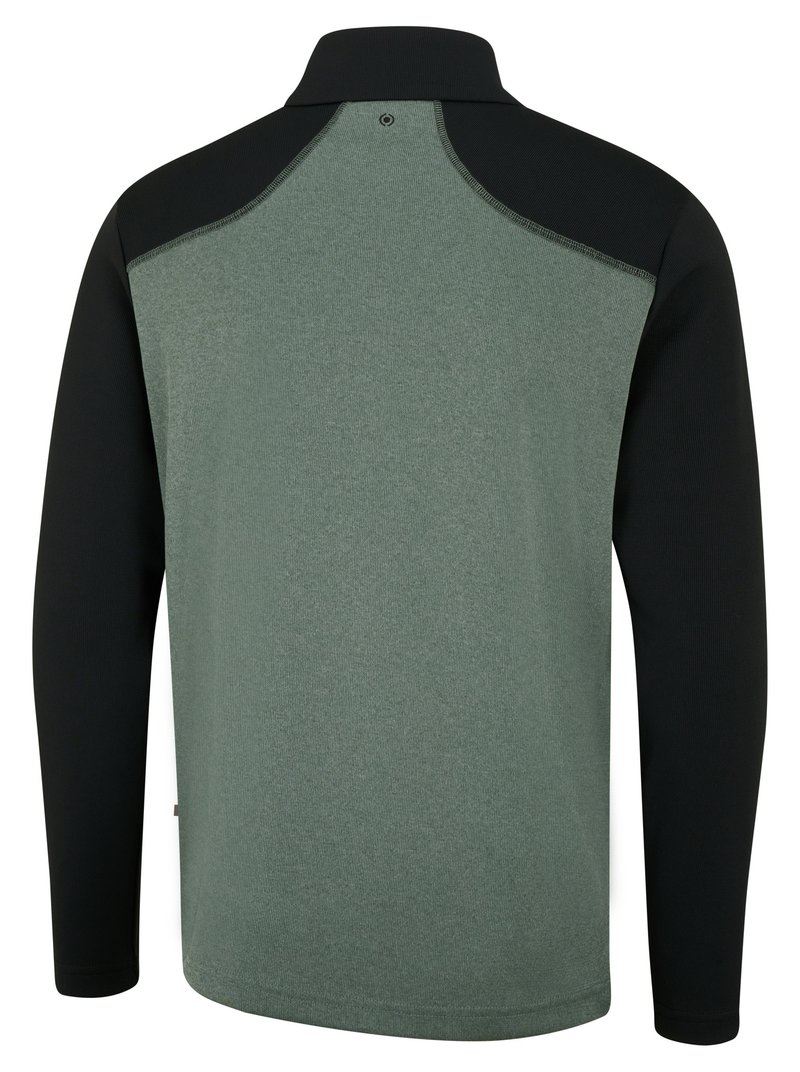 PING Ramsey half zip ribbed fleece sudadera polar para hombre, laurel marl/black