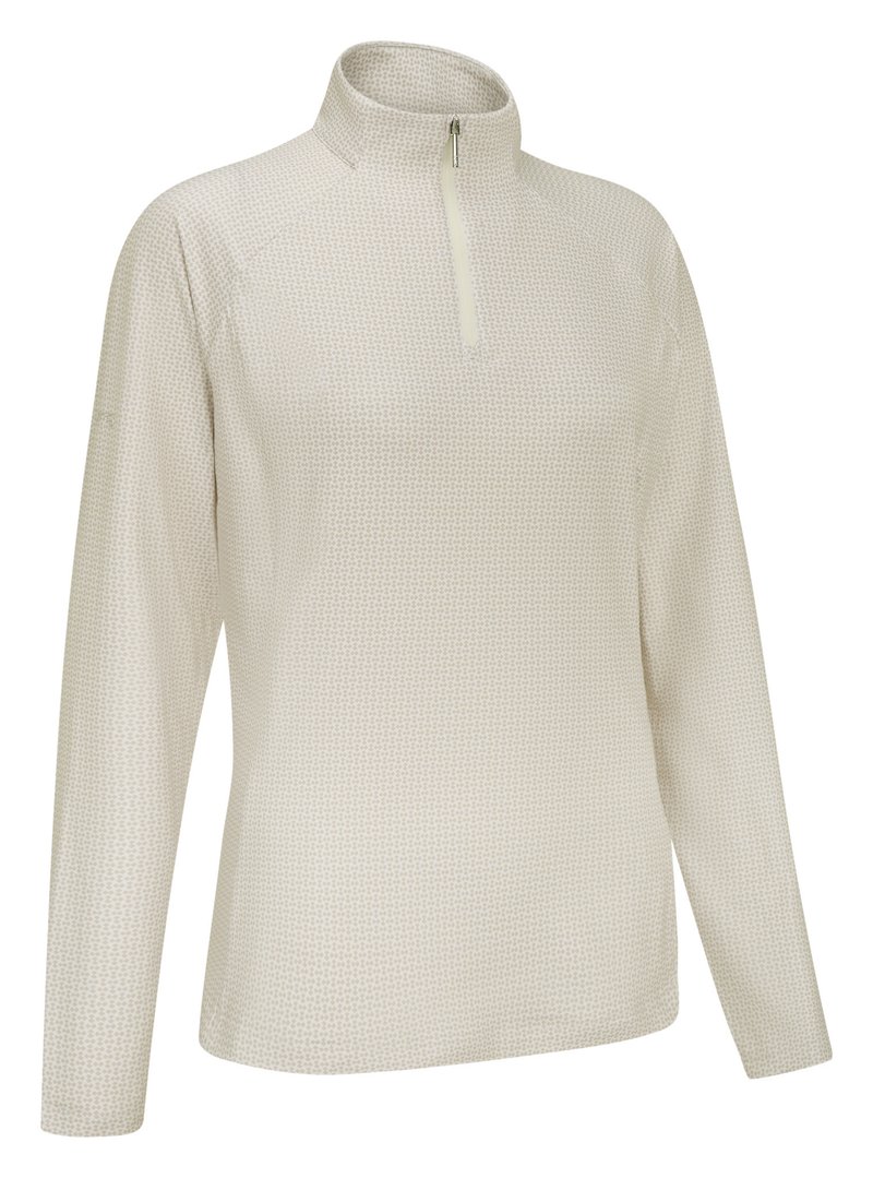 PING Jasmine Printed de manga larga camiseta de mujer, egret/tawny