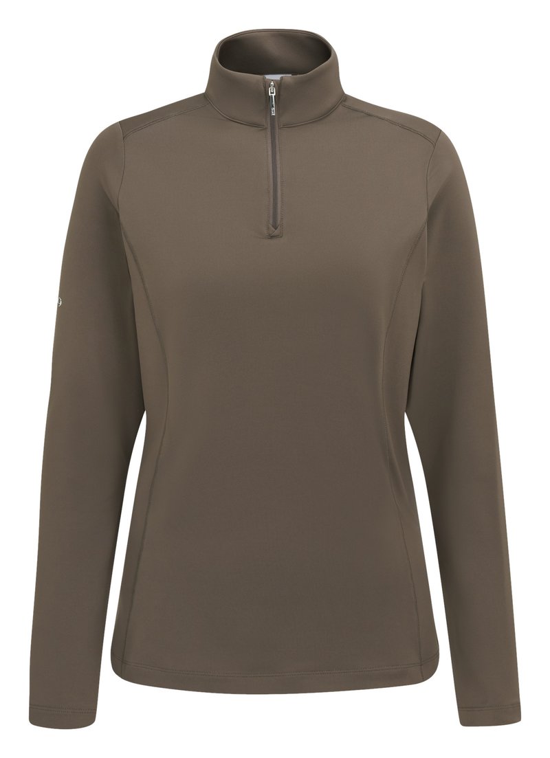PING Aveline Half Zip dámska camiseta de manga larga, coffee