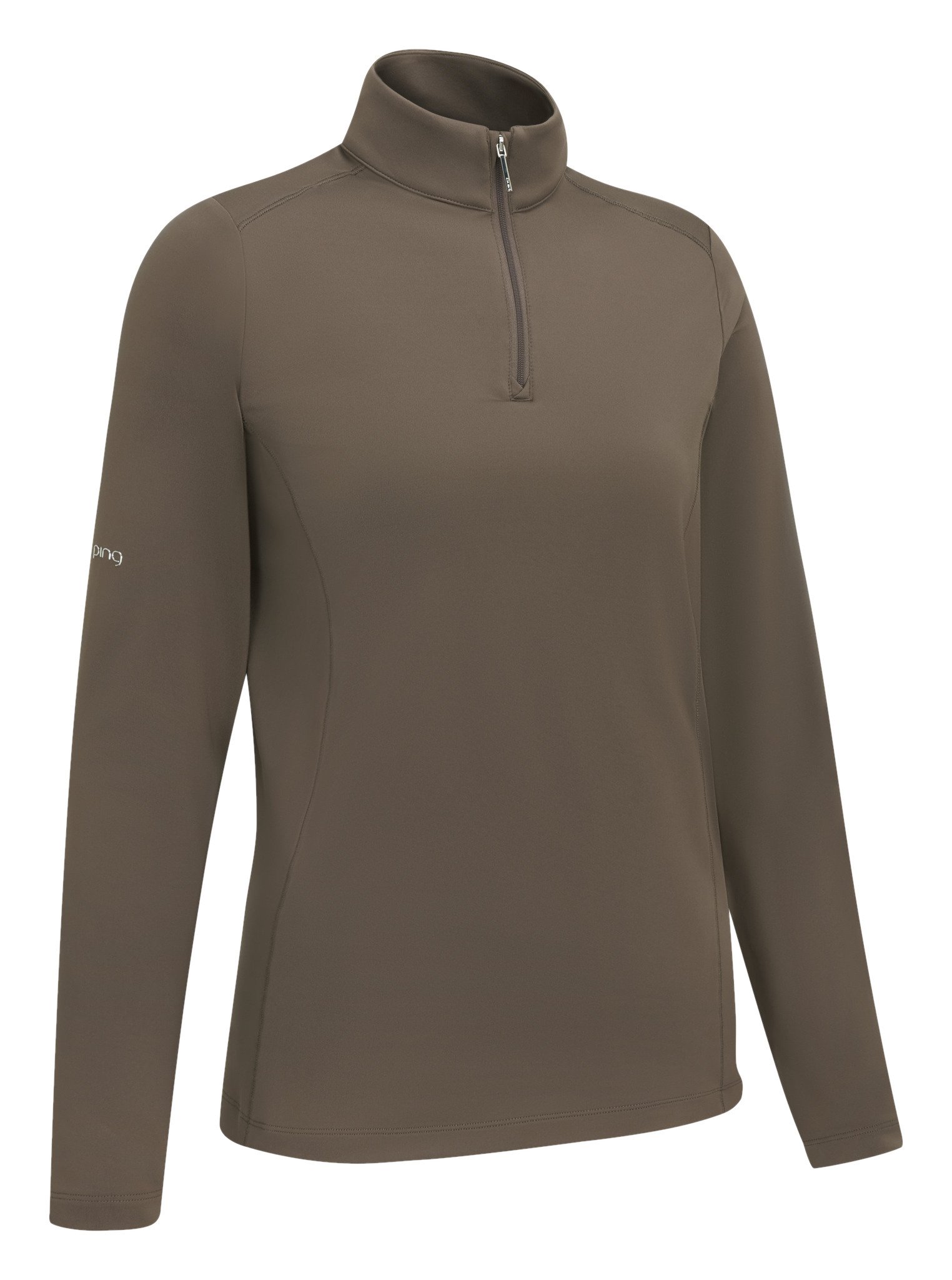 PING Aveline Half Zip dámska camiseta de manga larga, coffee