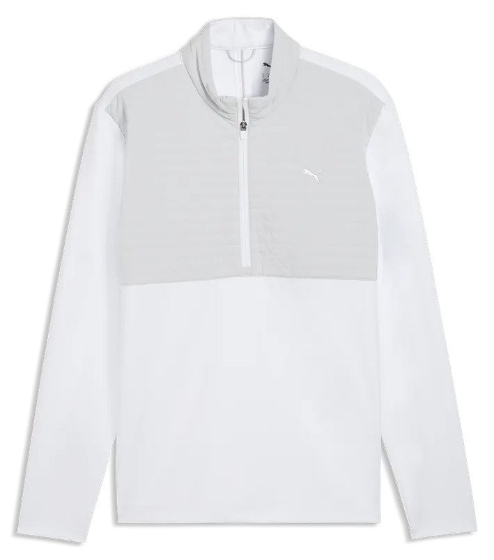 Puma Cloudspun Tech Hybrid 1/2 Zip chaqueta de hombre, white glow/platino grey