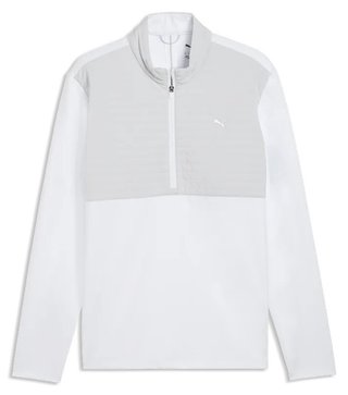 Puma Cloudspun Tech Hybrid 1/2 Zip chaqueta de hombre, white glow/platino grey