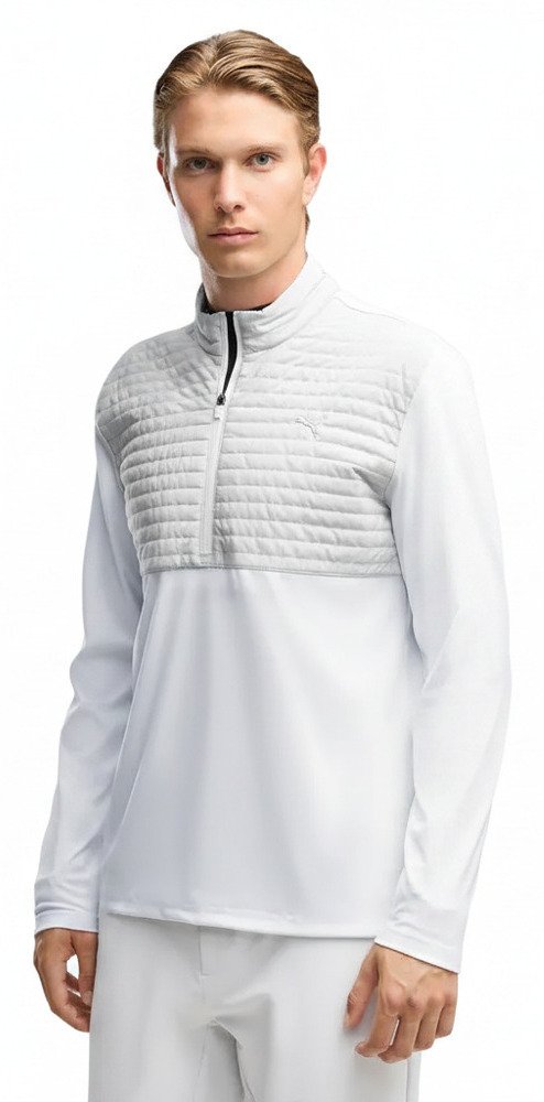 Puma Cloudspun Tech Hybrid 1/2 Zip chaqueta de hombre, white glow/platino grey