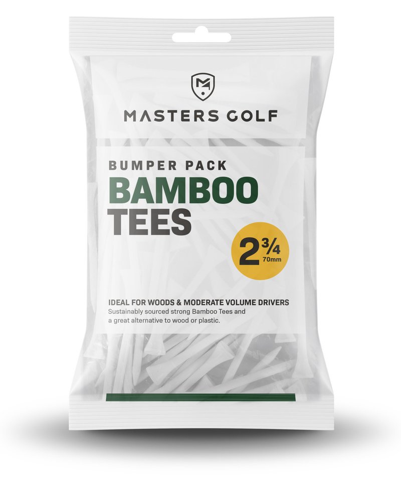Masters Golf Bamboo Tees 70 mm (2 3/4"), Bumper Bag 110 tees, blanco