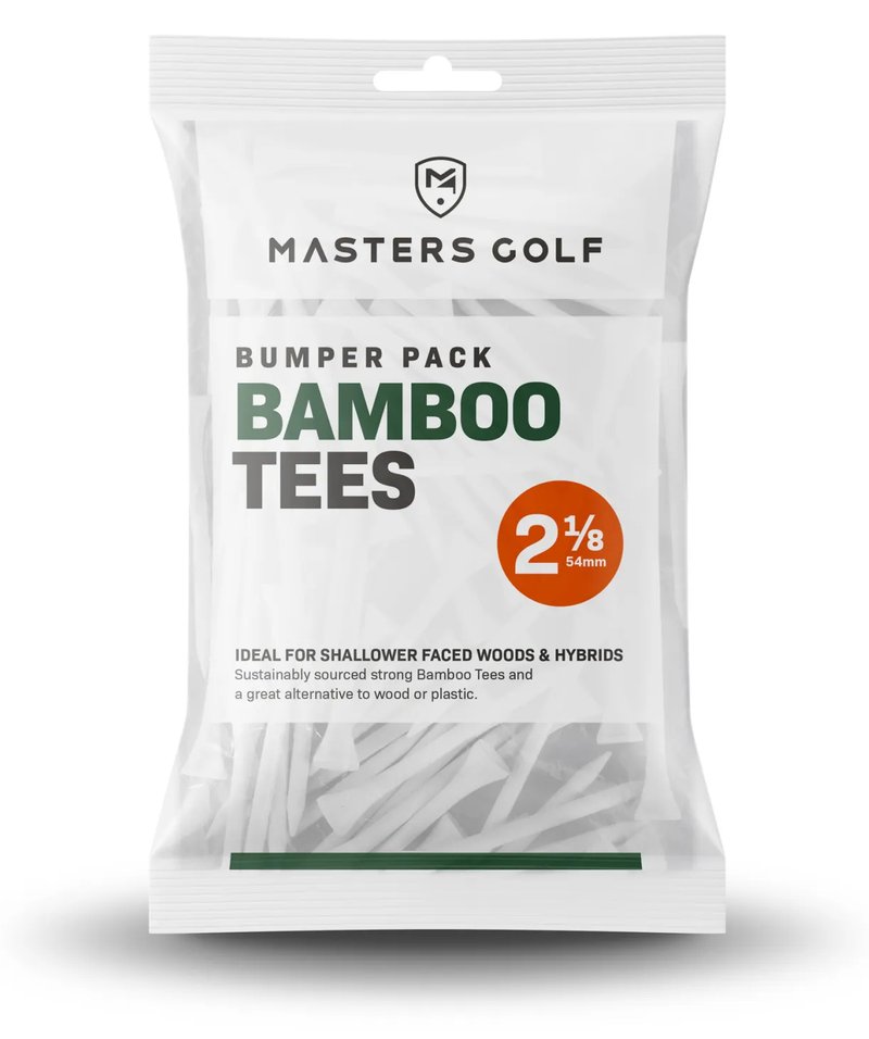 Masters Golf Bamboo Tees 54 mm (2 1/8"), Bumper Bag 130 tees, blanco