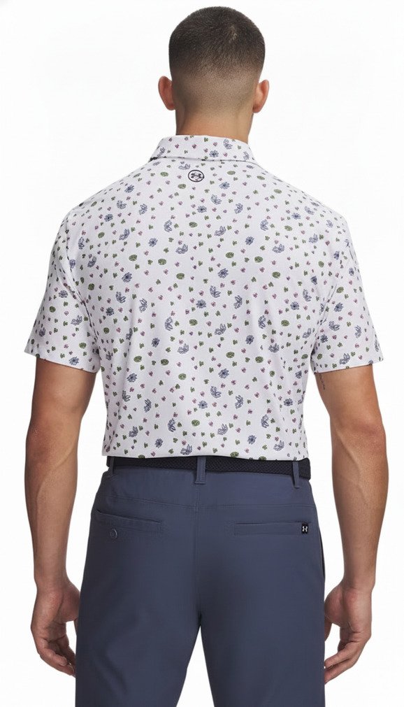 Under Armour ArmourDry Printed polo de hombre, blanco/blue wind/midnight navy