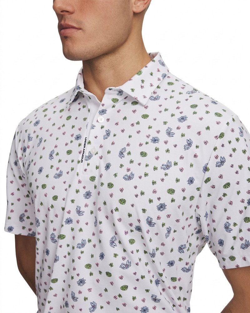 Under Armour ArmourDry Printed polo de hombre, blanco/blue wind/midnight navy