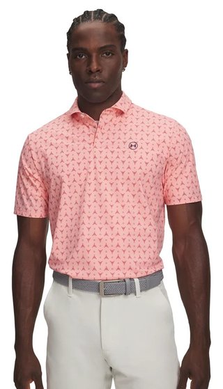Under Armour Drive Chill Printed polo de hombre, posh pink/claret