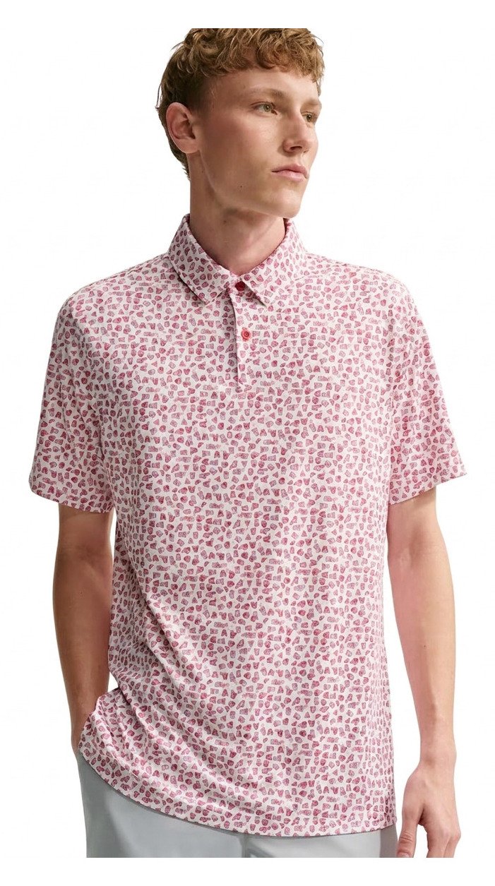 Nike Velocity Micro Print polo de hombre, gym red/blanco