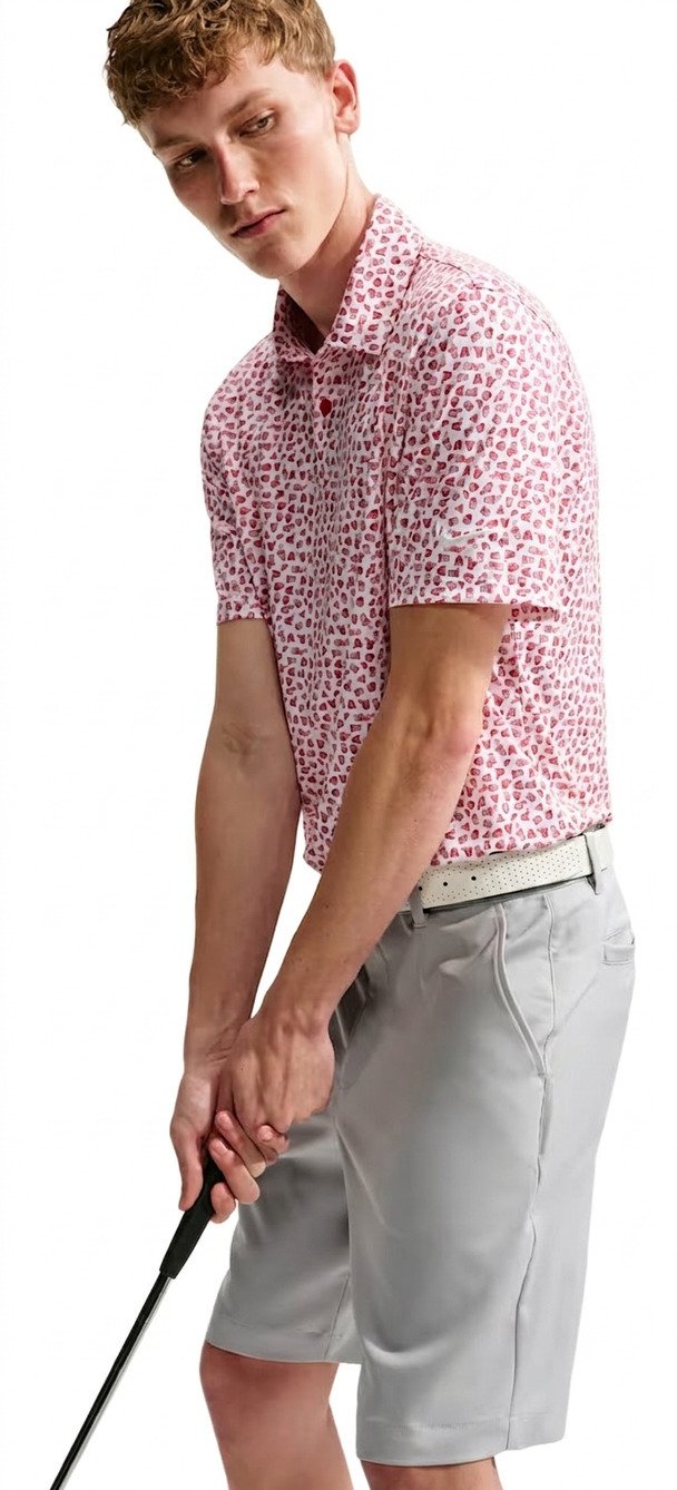 Nike Velocity Micro Print polo de hombre, gym red/blanco