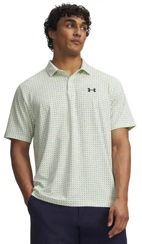 Under Armour Matchplay Printed polo de hombre, blanco/verde