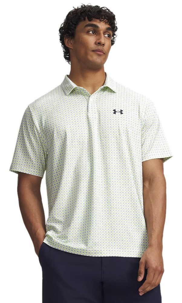 Under Armour Matchplay Printed polo de hombre, blanco/verde