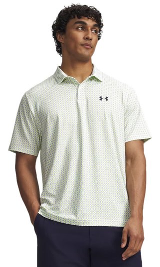 Under Armour Matchplay Printed polo de hombre, blanco/verde