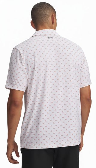 Under Armour Matchplay Printed polo de hombre, blanco/vintage maroon/academy