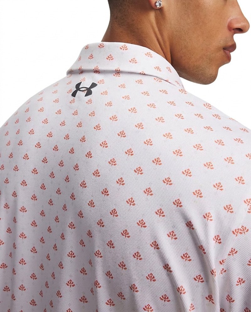 Under Armour Matchplay Printed polo de hombre, blanco/vintage maroon/academy