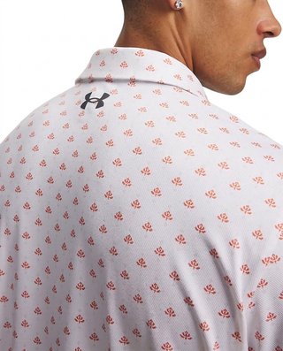 Under Armour Matchplay Printed polo de hombre, blanco/vintage maroon/academy