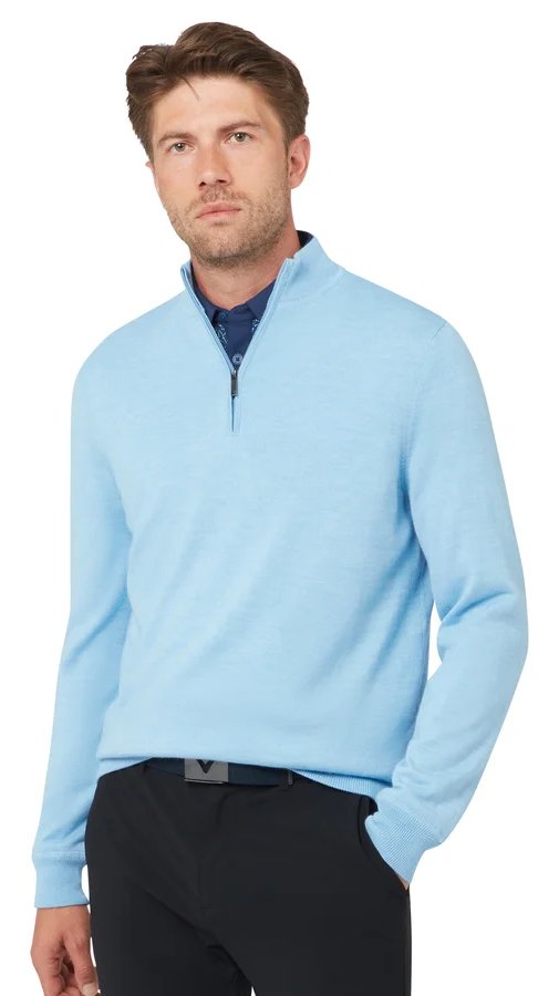 Callaway Windstopper 1/4-Zip jersey de hombre, dark cerulean heather