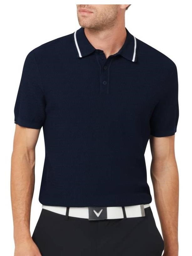Callaway Textured sweater polo de hombre, peacoat
