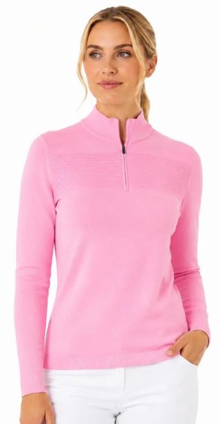 Callaway Soft Stretch Zip-Neck jersey de mujer, cherry blossom