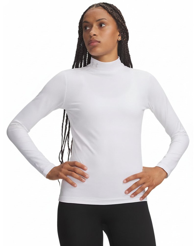 Under Armour ColdGear Mock Long Sleeve camiseta de manga larga de mujer, blanca