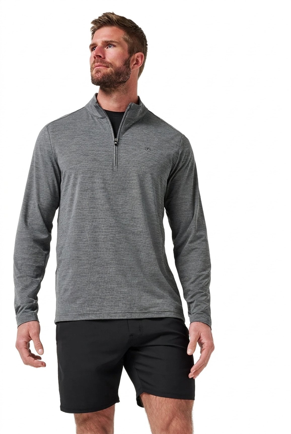 Travis Mathew Heater Pro 1/4Zip sudadera de hombre, heather grey