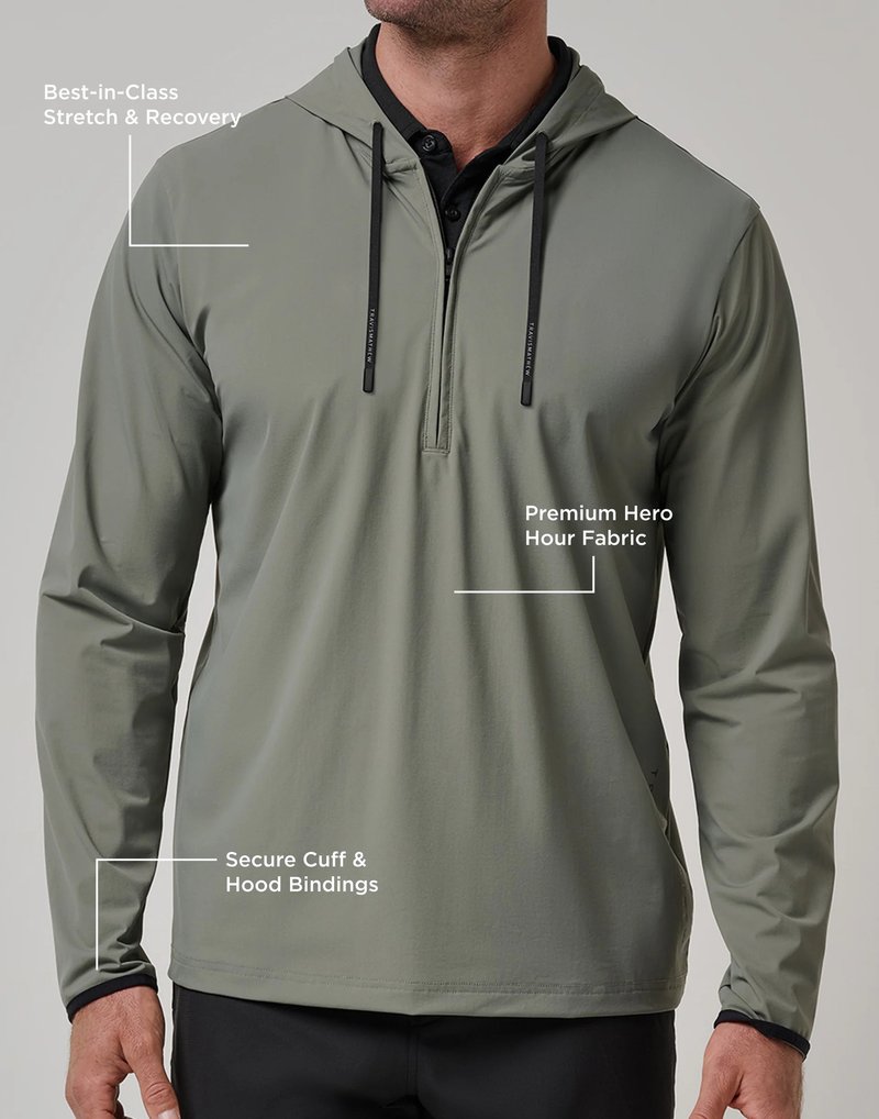 Travis Mathew Hero Hour Tech sudadera con capucha de hombre, dark olive