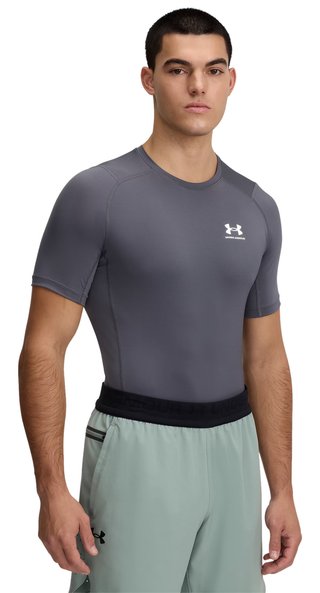 Under Armour HeatGear camiseta de compresión de hombre, castlerock/blanco
