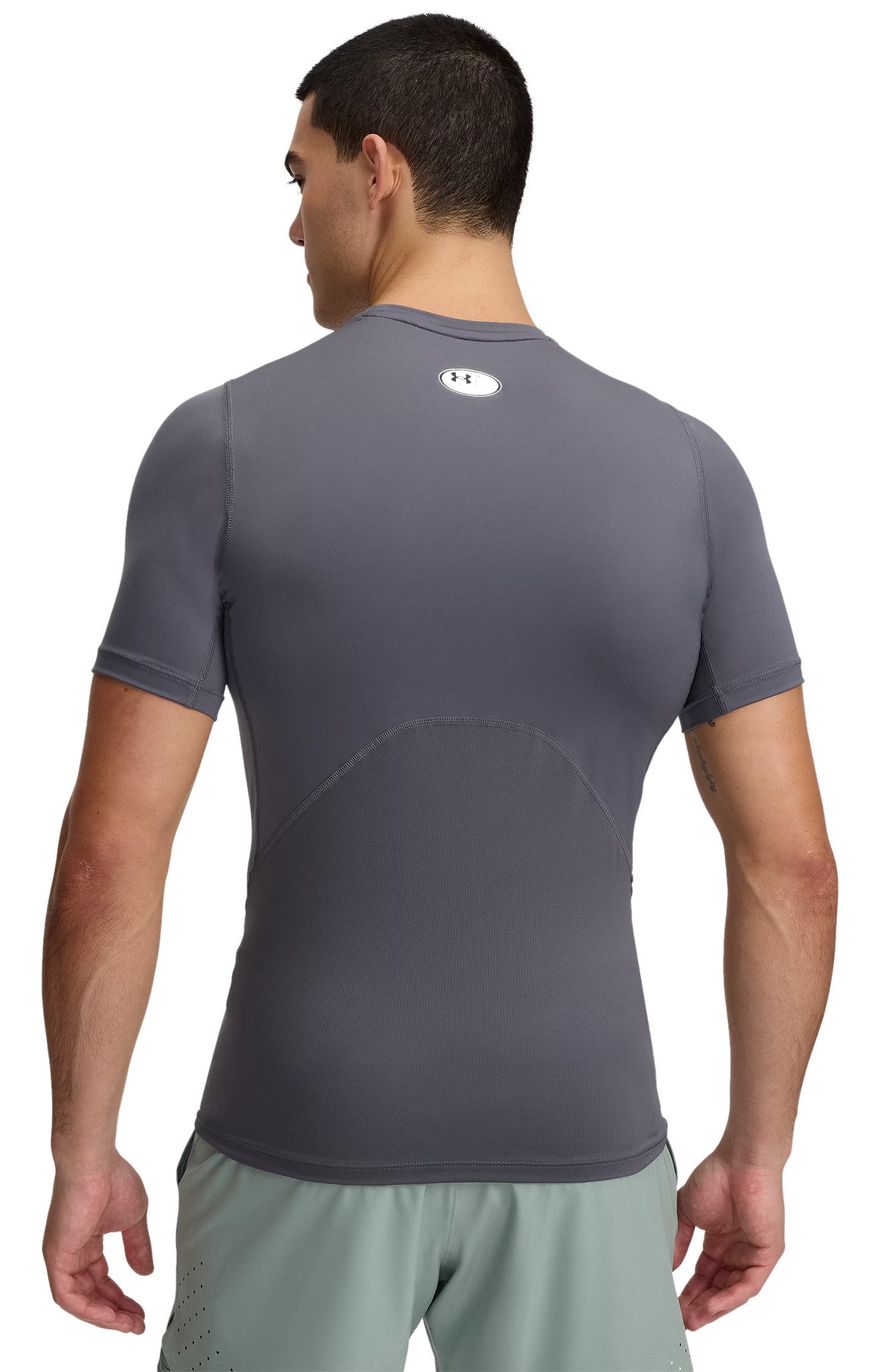Under Armour HeatGear camiseta de compresión de hombre, castlerock/blanco