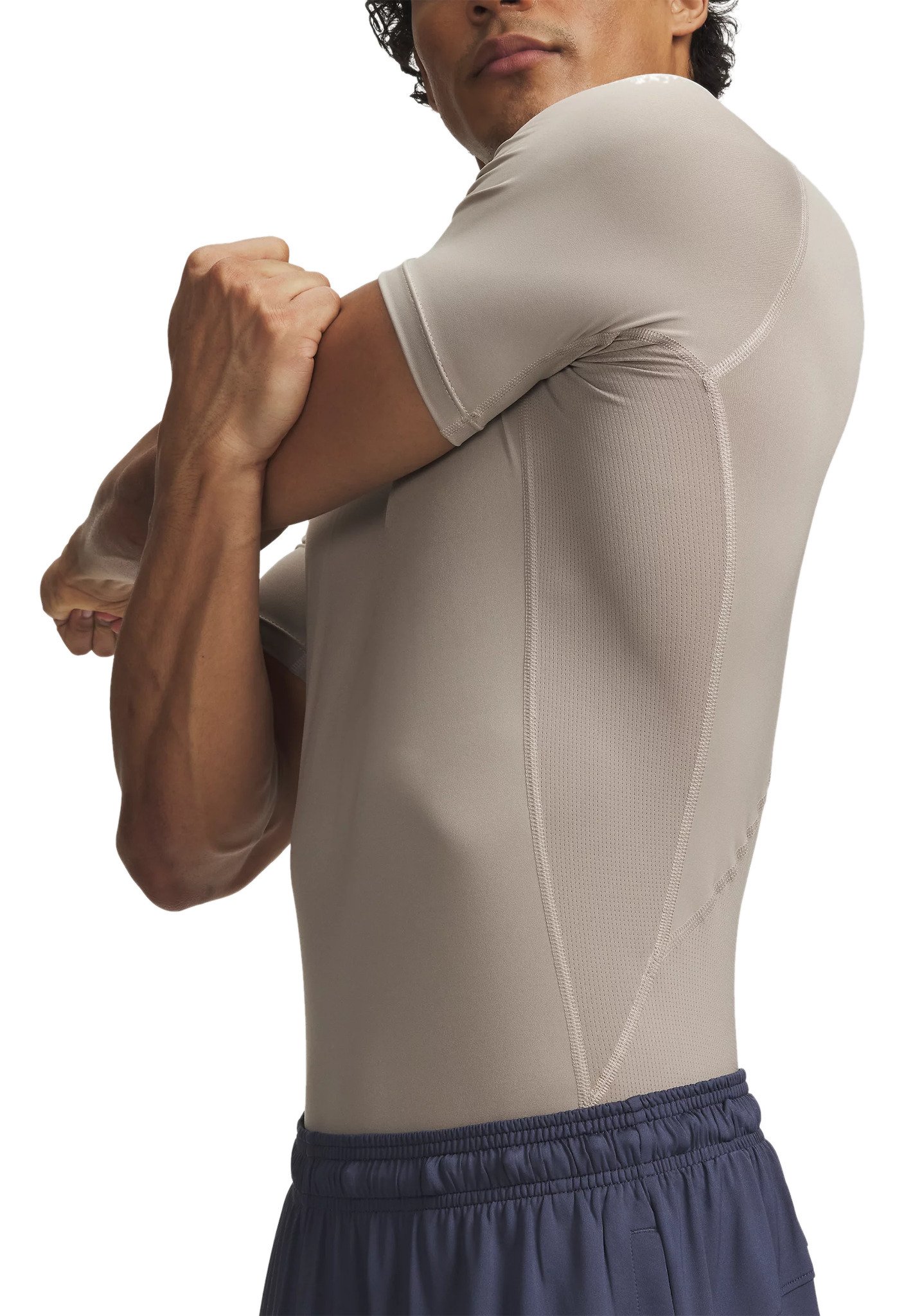 Under Armour HeatGear camiseta de compresión de hombre, timberwolf taupe/blanco