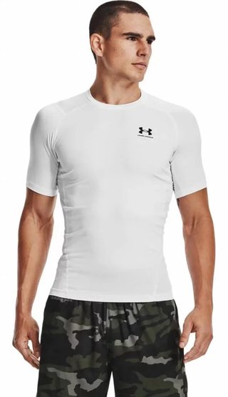 Under Armour HeatGear camiseta de compresión de hombre, blanca