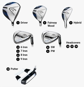 Callaway XT 26 11PC junior set de golf, acero/grafito, azul/blanco