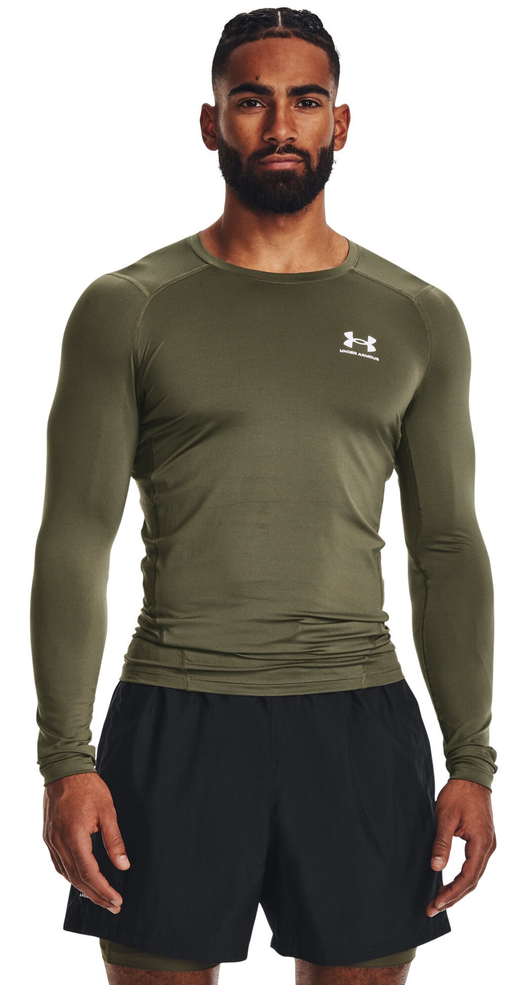 Under Armour HeatGear camiseta de compresión de manga larga de hombre, marine OD green/blanco