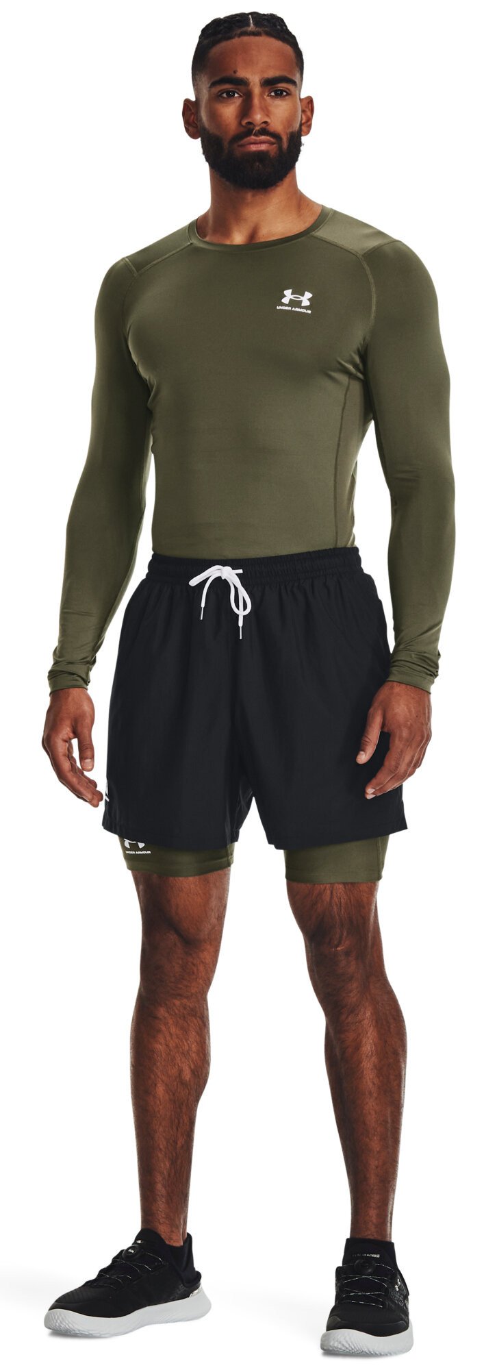 Under Armour HeatGear camiseta de compresión de manga larga de hombre, marine OD green/blanco