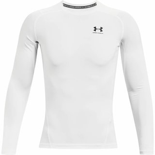 Under Armour HeatGear camiseta de compresión de manga larga de hombre, blanco/negro