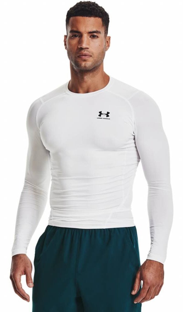 Under Armour HeatGear camiseta de compresión de manga larga de hombre, blanco/negro