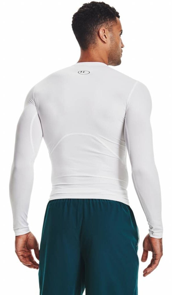 Under Armour HeatGear camiseta de compresión de manga larga de hombre, blanco/negro